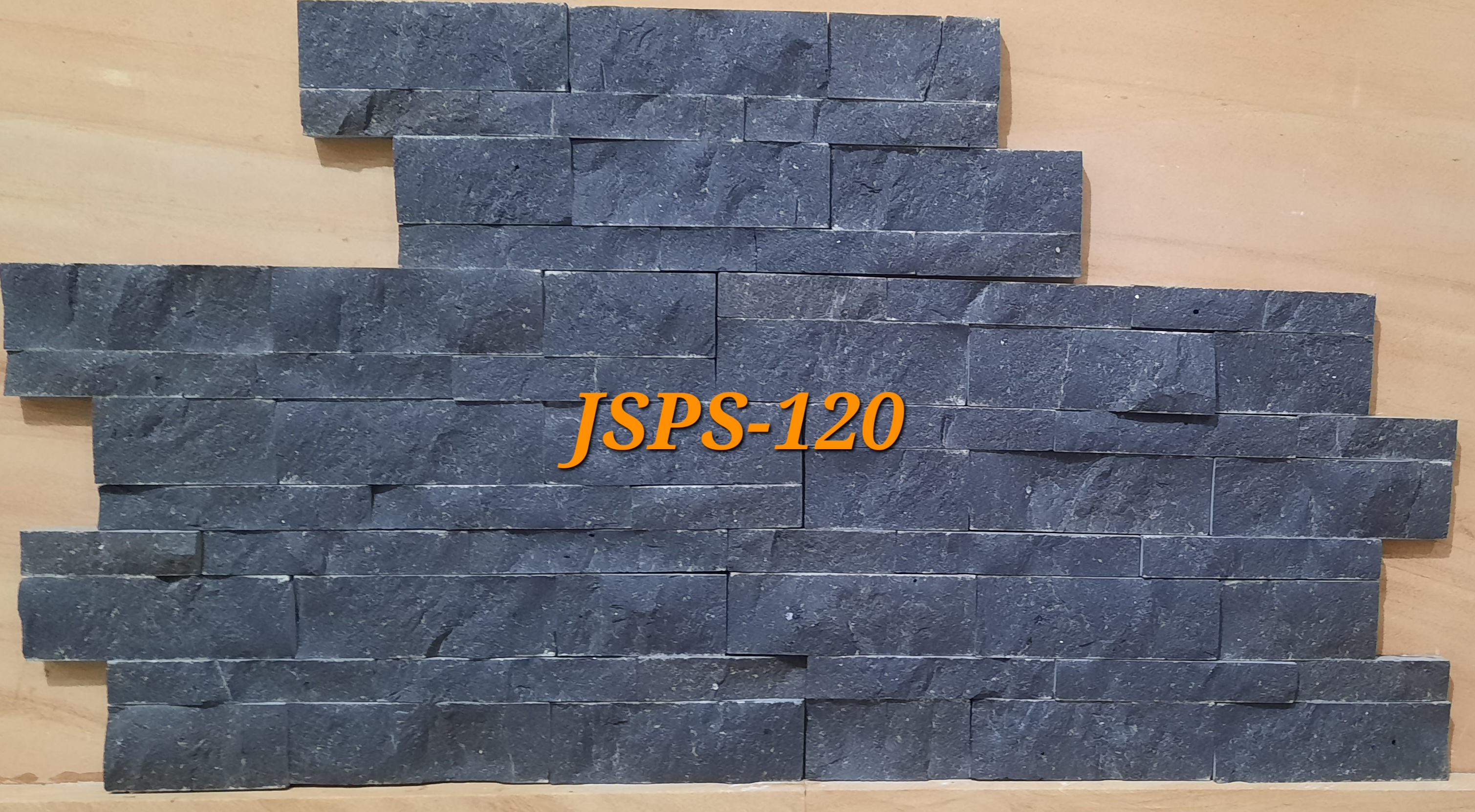 Black Basalt split face stone wall cladding tile 